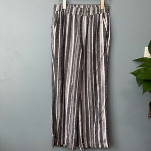 ✨3/$20✨ Briggs Wide Leg Linen Blend High Rise Pant Grey White Stripe.  Medium